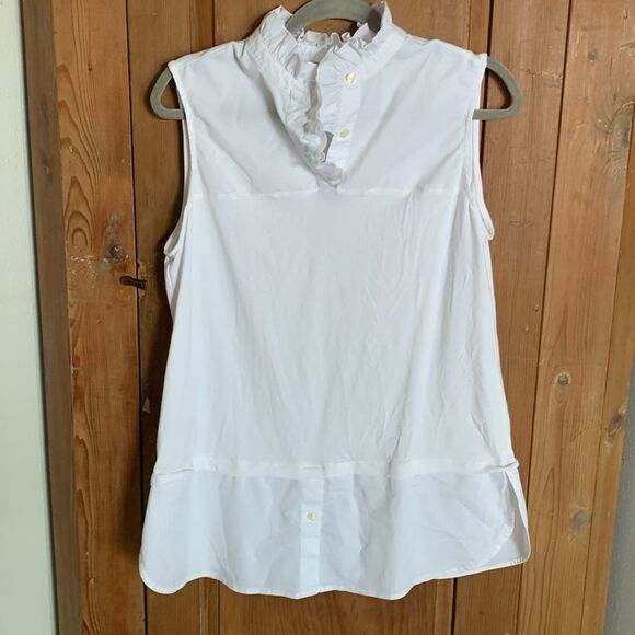 Hinson Wu white sleeveless ruffled neck Michelle tunic NWOT - Picture 4 of 10